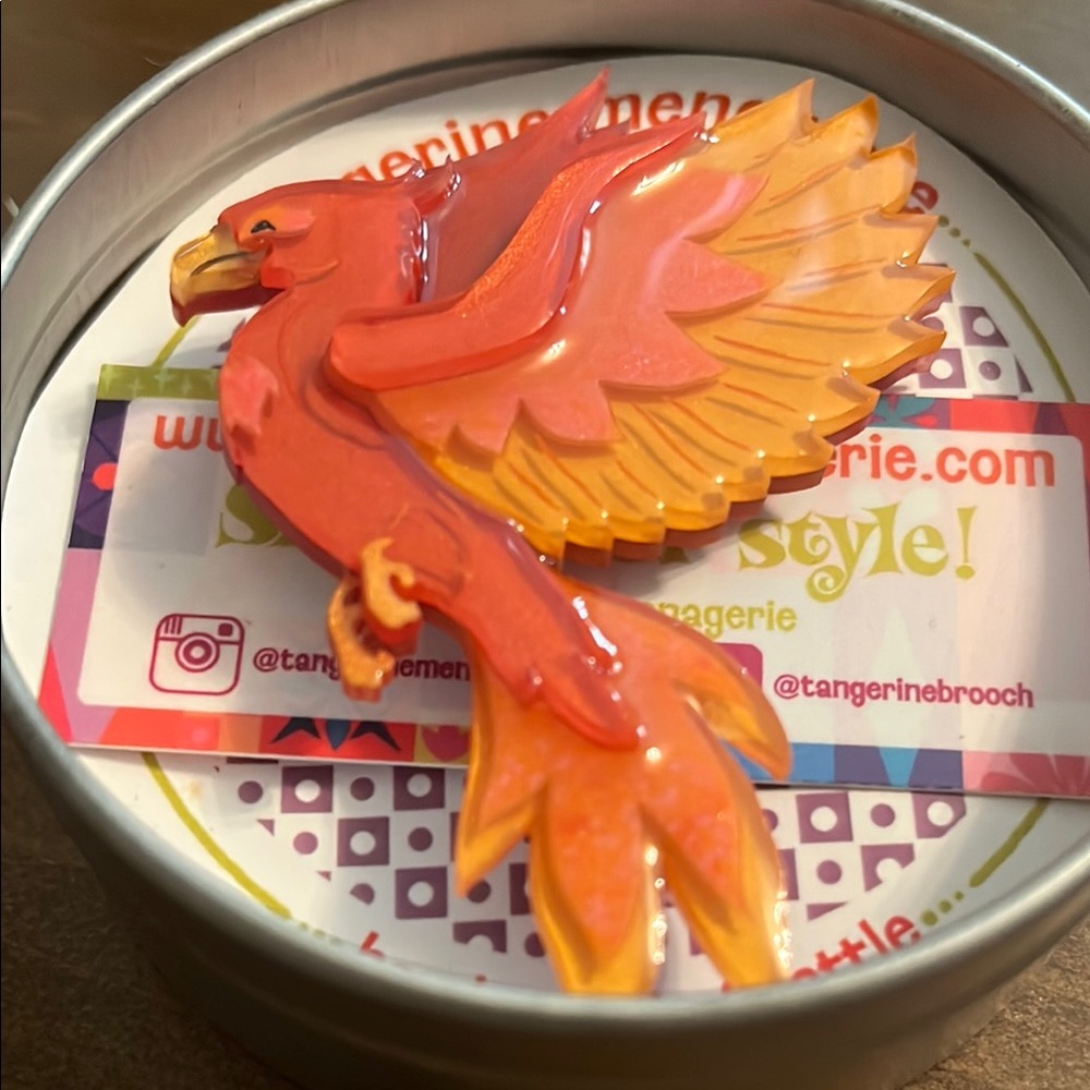 Tangerine Menagerie Phoenix brooch